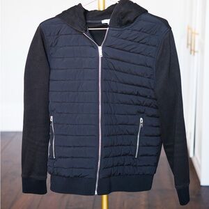 Reiss Black Zip Up Quilted Sweater